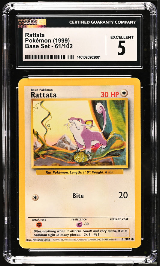 1999 Base Set - Unlimited #61/102 Rattata CGC 5