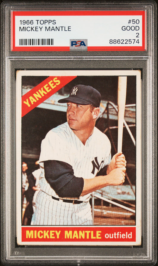 1966 Topps #50 Mickey Mantle PSA 2