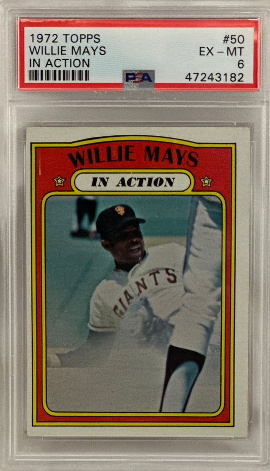 1972 Topps #50 Willie Mays In Action PSA 6